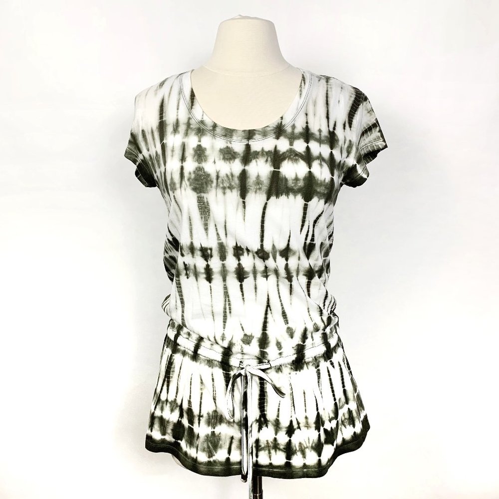 Michael Kors Olive Green and White Print Top S